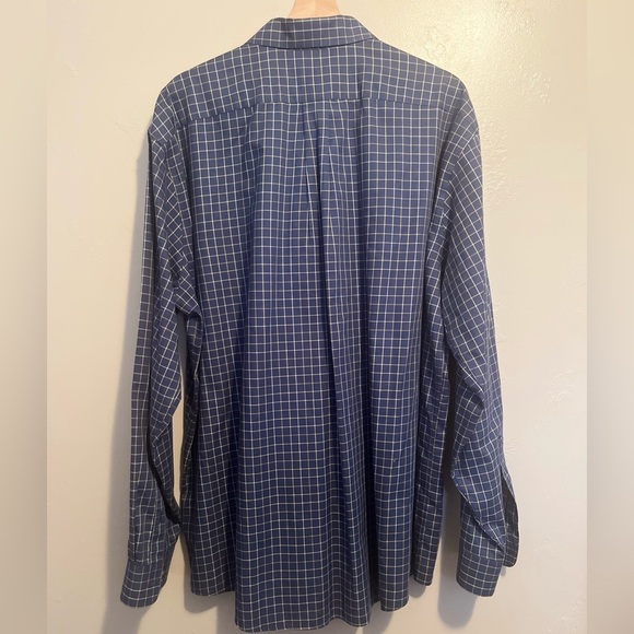 L.L. Bean Men's Navy Plaid Button Down Shirt Wrinkle Resistant 100% Cotton XL - Picture 14 of 15